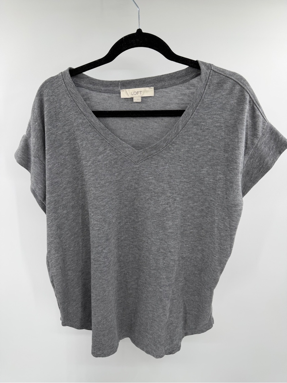 Loft Gray V Neck Dolman Short Sleeve Shirt Size Medium New without tags